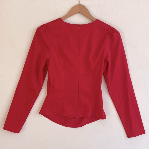 OPEN EDIT Cutout Detail Red Long-sleeve Blouse, Size XXS, NWT - Picture 9 of 12